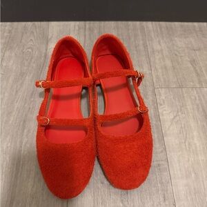 Vibrant Red Mary Jane Flats size 7